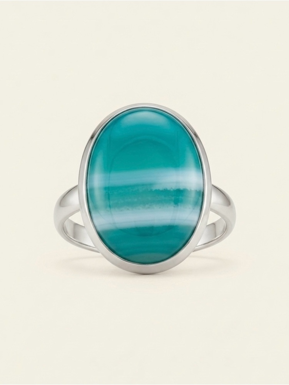 Silver Ring with Oval Botswana Agate Stone